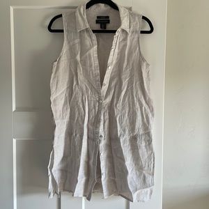 100% linen long sleeveless top - never worn